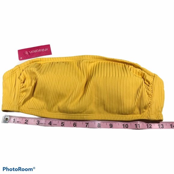 Xhilaration Womens Size D/DD Swim Bandeau Bikini Top Ribbed Yellow Missing Strap - Picture 9 of 11
